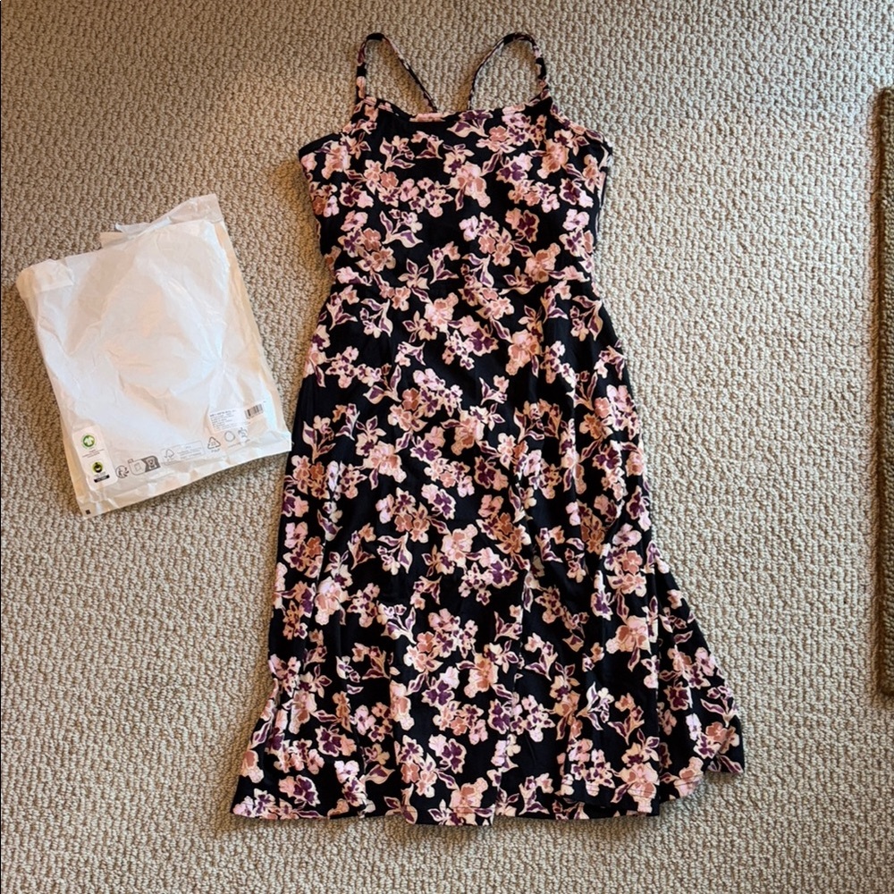 Pact Fit and Flare Midi Sundress “posies black”